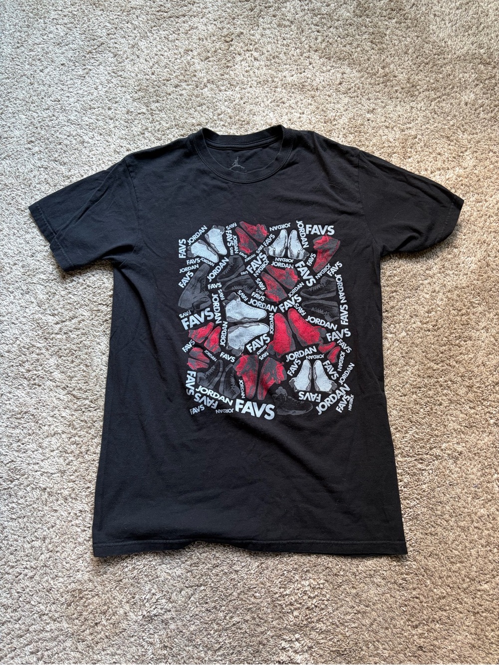 Jordan Black Graphic Tee with Red & White Accents Men’s Medium